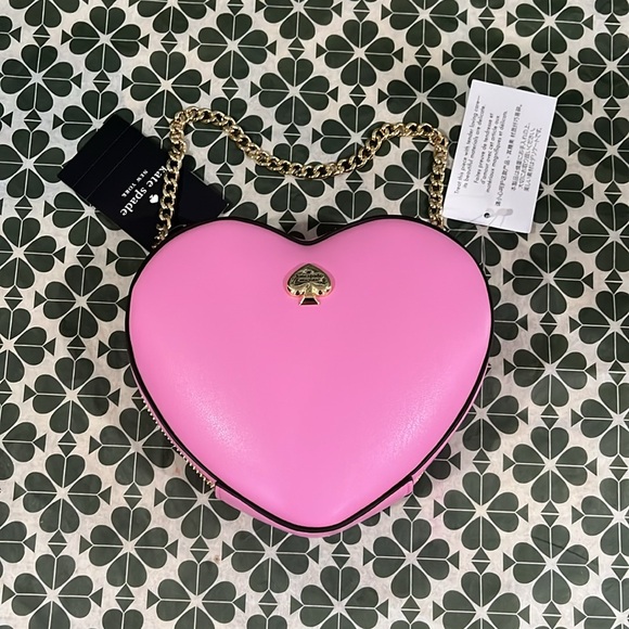 ♠️kate spade Love Shack 3D Mini Heart Crossbody, Surf Pink NWT - Picture 9 of 14
